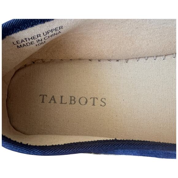 TALBOTS Quinn Women 10 Navy Blue Preppy Suede Platform Espadrilles Sandals Shoes - Picture 12 of 13
